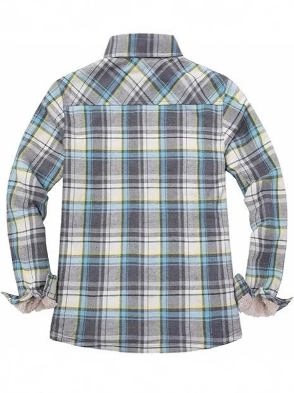 ZARA Womens Retro Plaid Fleece Lined Long Sleeve Shirt Turn Collar Pocket Casual